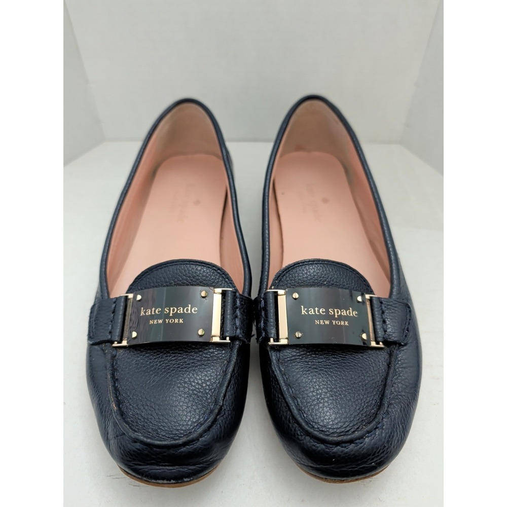 Kate Spade New York Women's Cheshire Navy Blue Pebbled Leather Loafers Size 7B - Picture 2 of 9